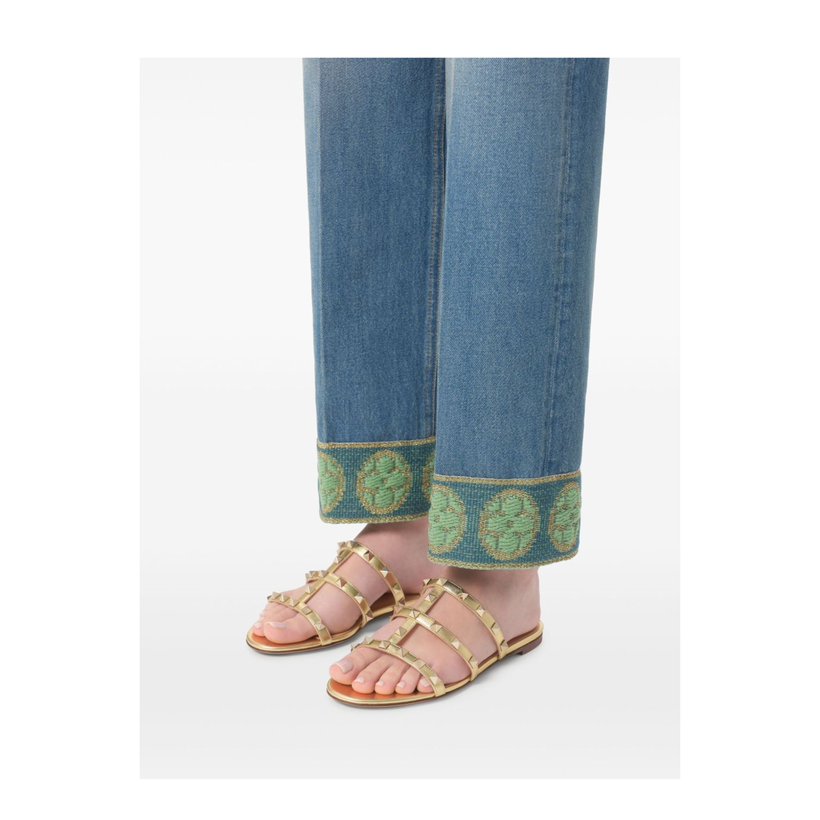 Rockstud Leather Flat Sandals
