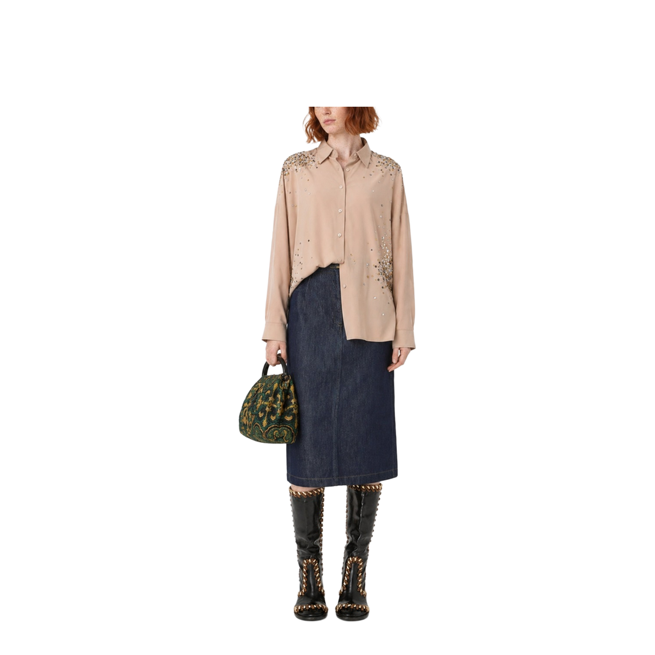 Casia Oversized Shirt in Embroidered Poplin