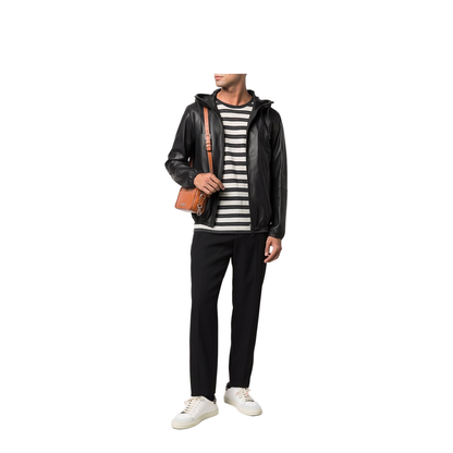 Black Lambskin Hooded Jacket