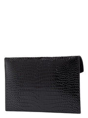 Uptown Croc Embossed Clutch, Silver Hardware