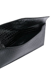 Uptown Croc Embossed Clutch, Silver Hardware