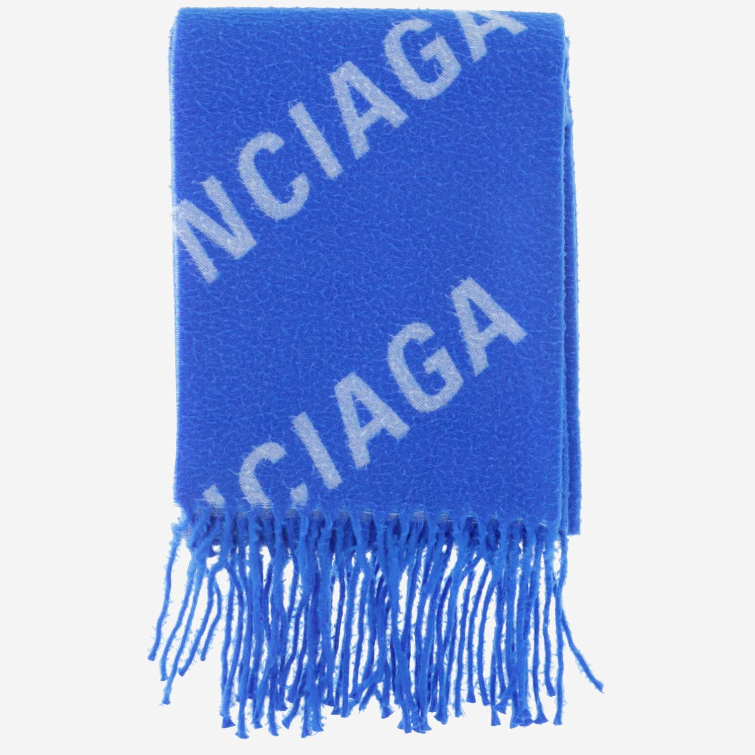 All-over Logo Embroidered Scarf in Blue