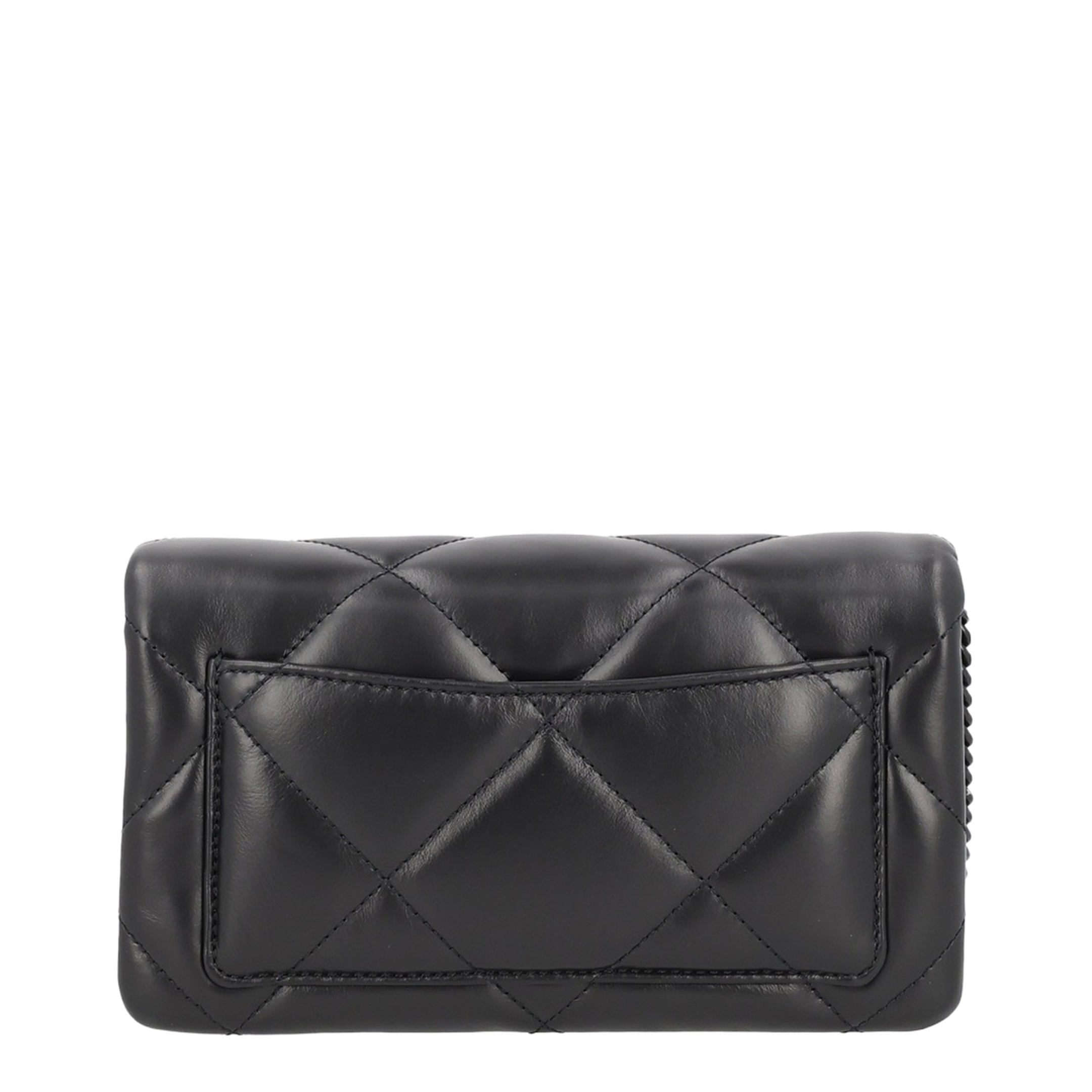 Black Kira Diamond Quilt Wallet on Chain