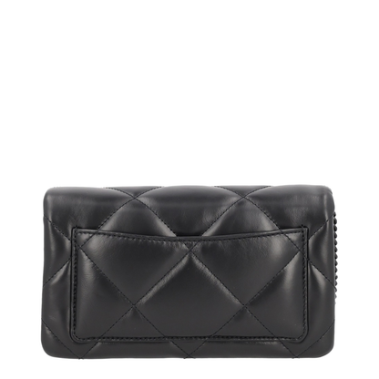 Black Kira Diamond Quilt Wallet on Chain