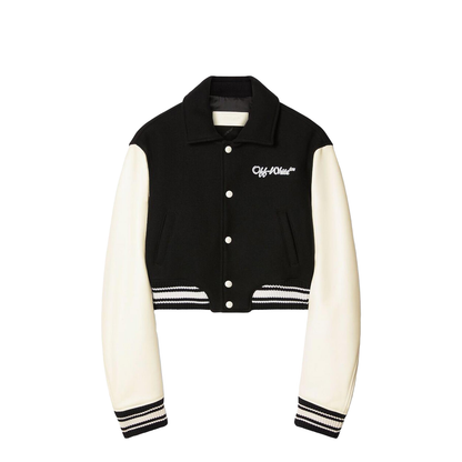 Jacket with leather sleeves