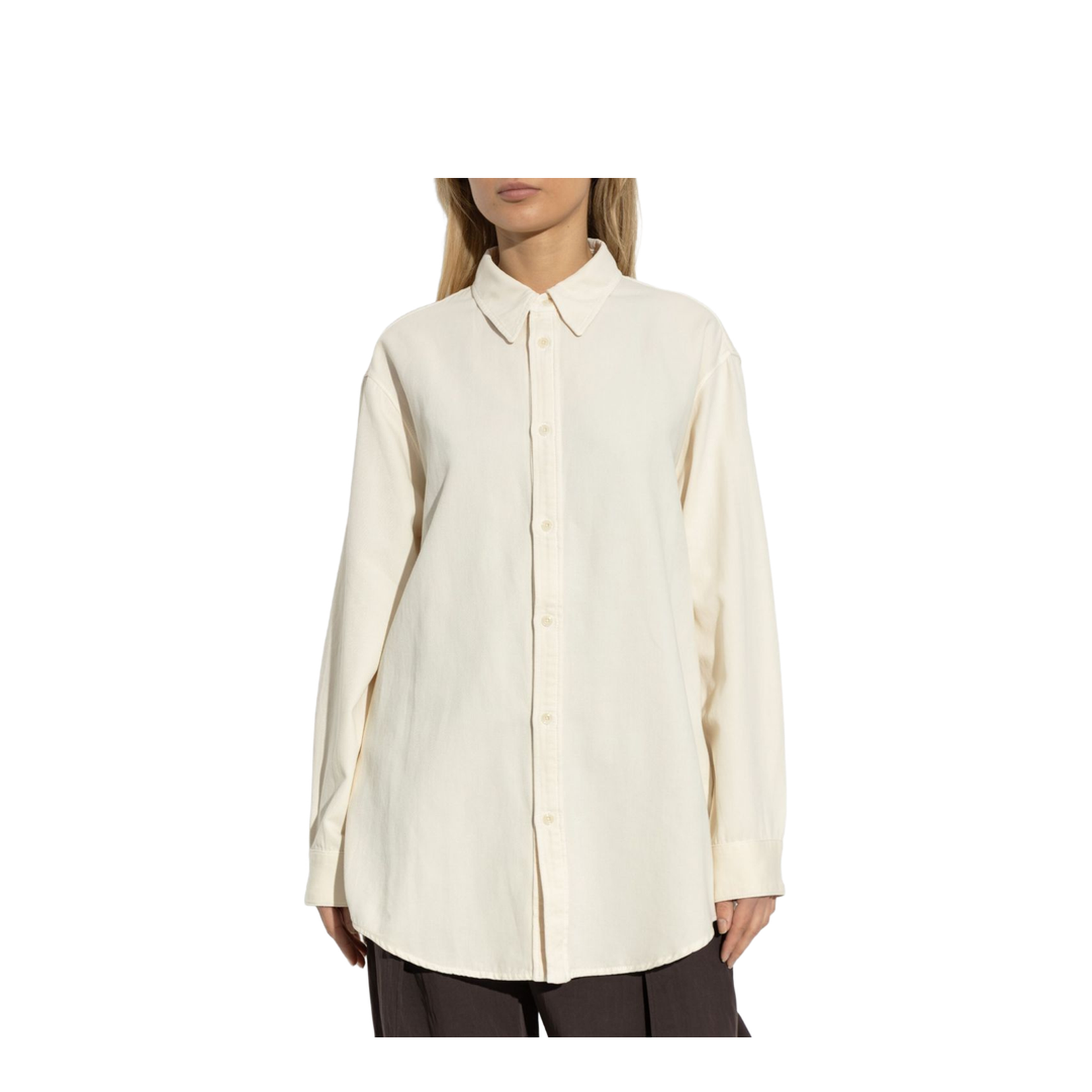 Light Beige Front Button Fastening Classic Collar Drop Shoulder Buttoned Cuffs