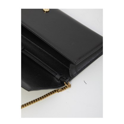 Kate Grain de Poudre Leather Clutch - Black