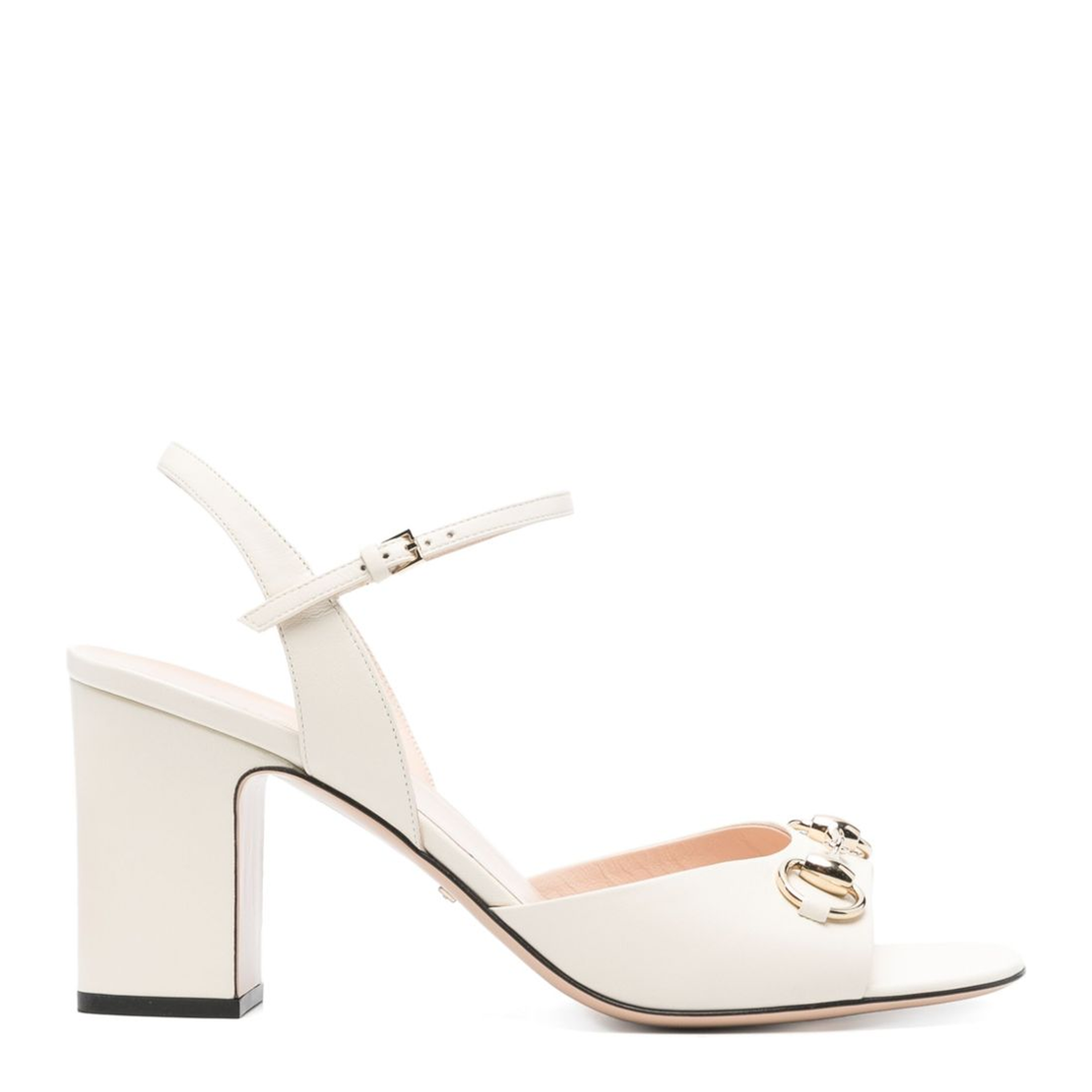 Horsebit Sandal in White Leather