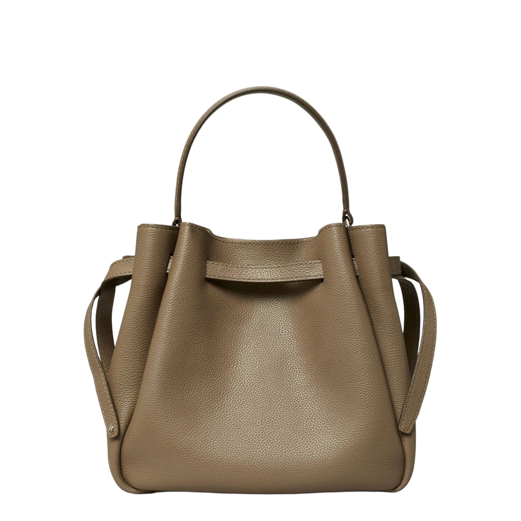 Romy Pebbled Leather Bucket Bag - Soft Cement