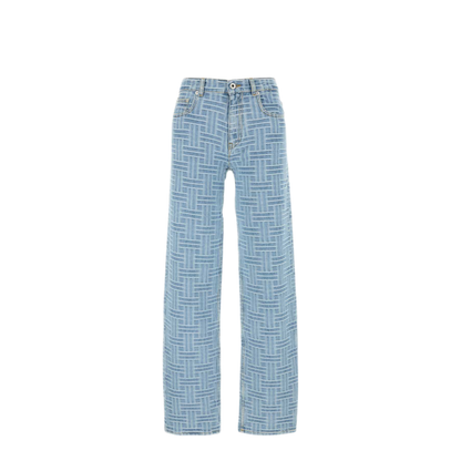 MAYFEYR - Kenzo - Bleached Blue Denim Embroidered Jeans - FF52DP2166J4DB