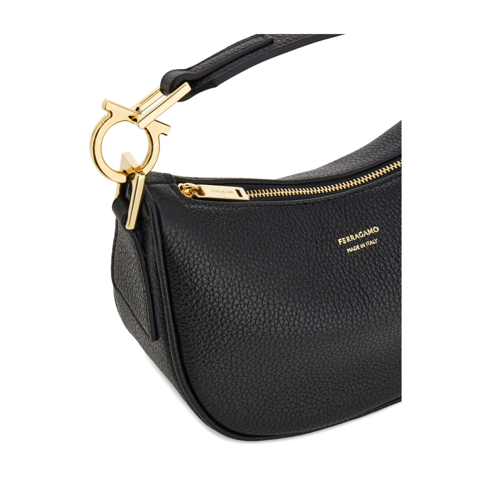 Black Top Zip Fastening Shoulder Bag