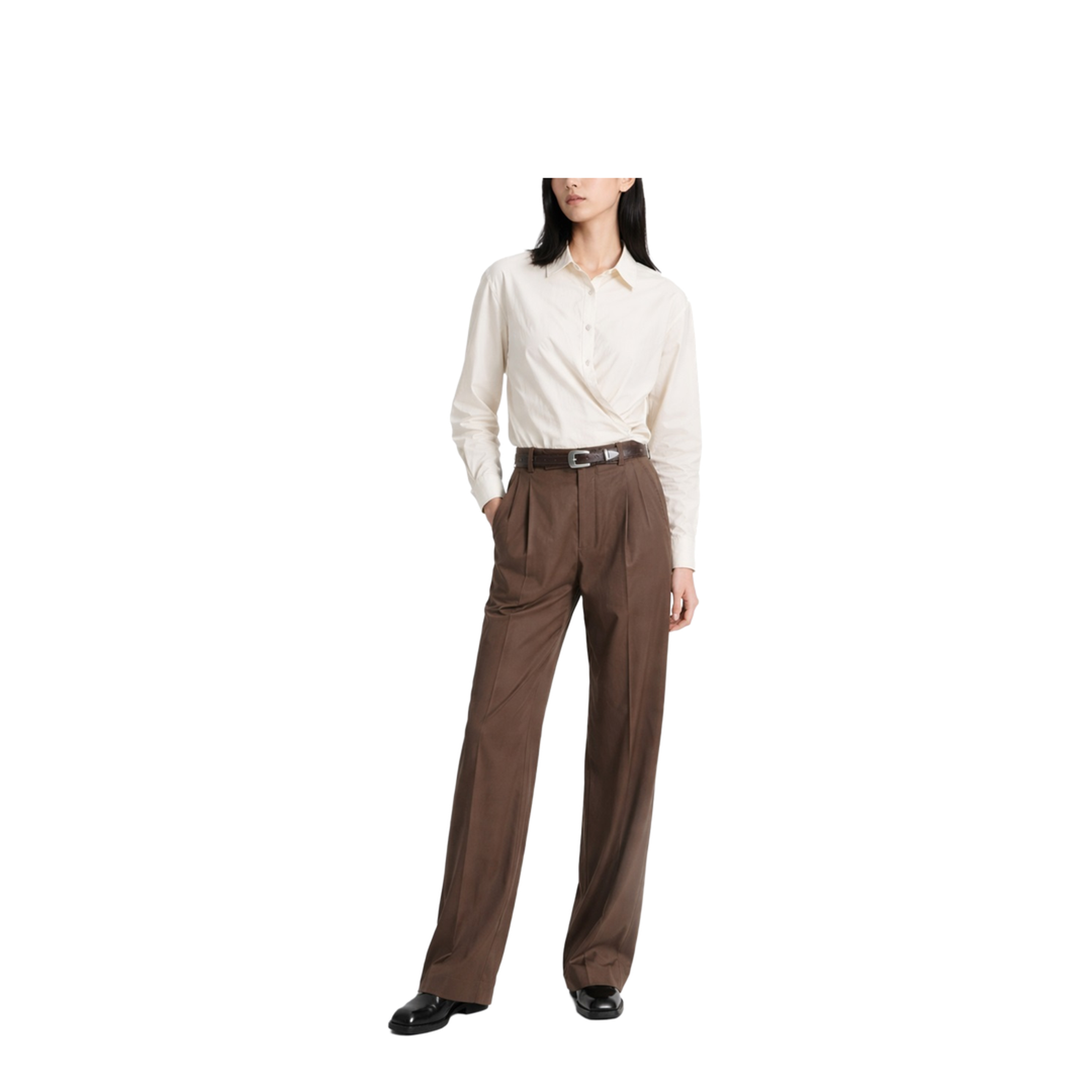 Straight Collar Twisted Shirt