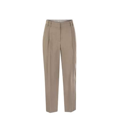 Slouchy Trousers in Viscose and Linen Fluid Twill with Moniline