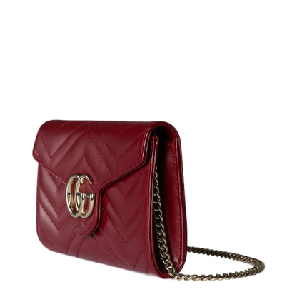 Wallet on Chain in Rosso Ancora Red Leather