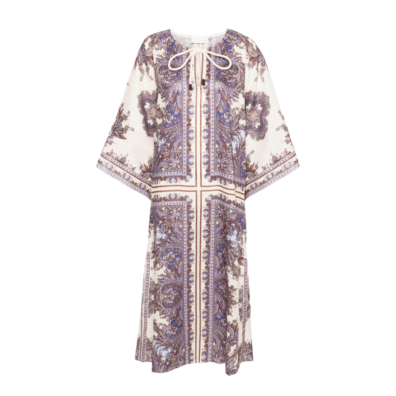 Paisley Print Linen Midi Dress