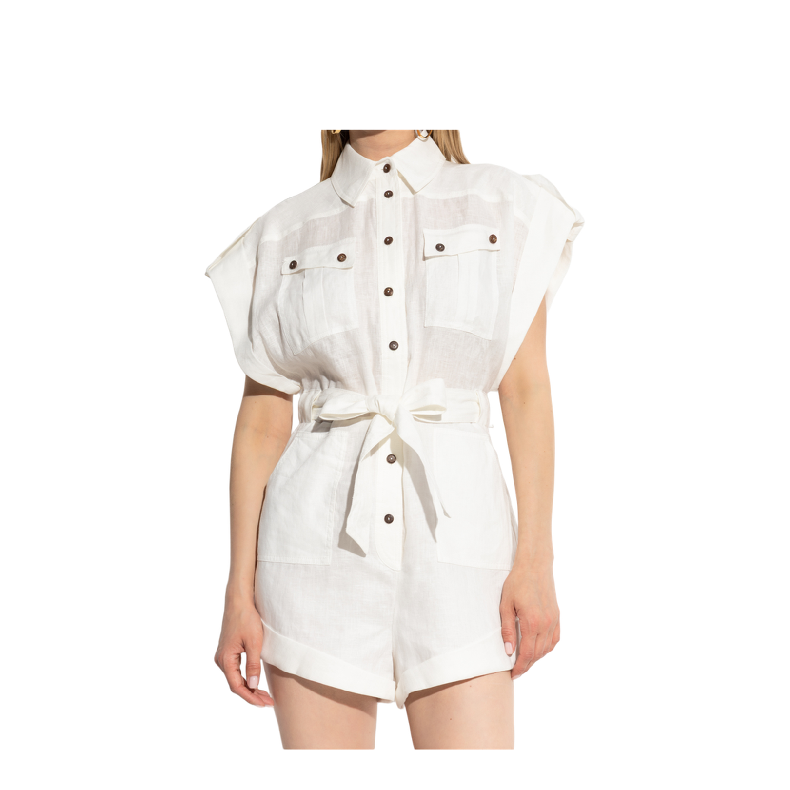 Shirt Collar Wide Sleeve Short Sleeve Belted