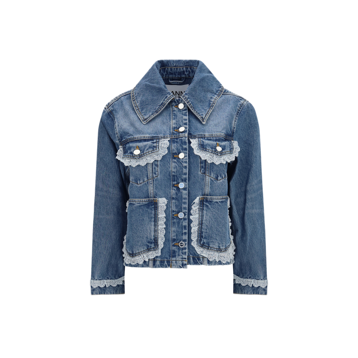 MAYFEYR - Ganni - Rigid Denim Jacket With Lace Details - A1010200569