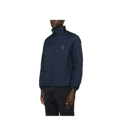 Full-zip Down Jacket in Chevron Quilted Ripstop Nylon