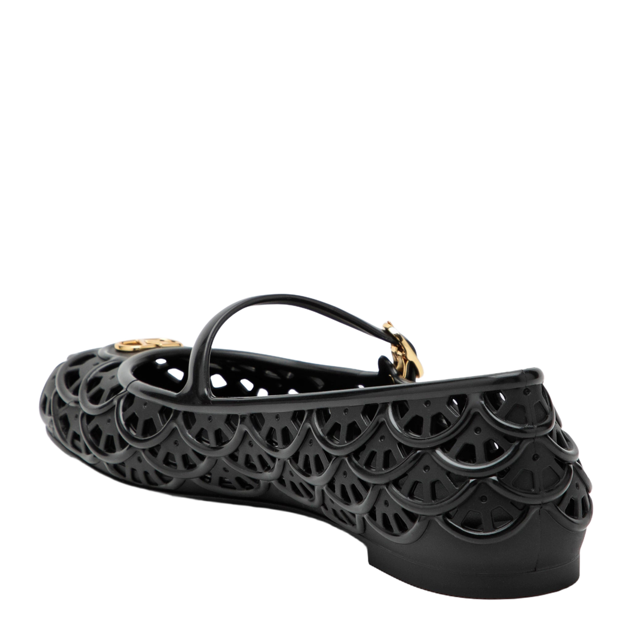 MAYFEYR - Valentino - Black Vlogo Signature Rubber Ballet Flats - 9W2S0PV9RMC0NO