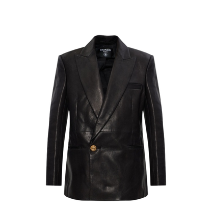 Women's Leather Blazer Black