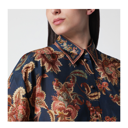 MAYFEYR - Zimmermann - Aster Relaxed Navy Jacobean Shirt - 8278TSS261SINJ