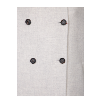 Mixed Wool Fabric Coat with Six Front Buttons, Classic Collar, and Two Side Pockets