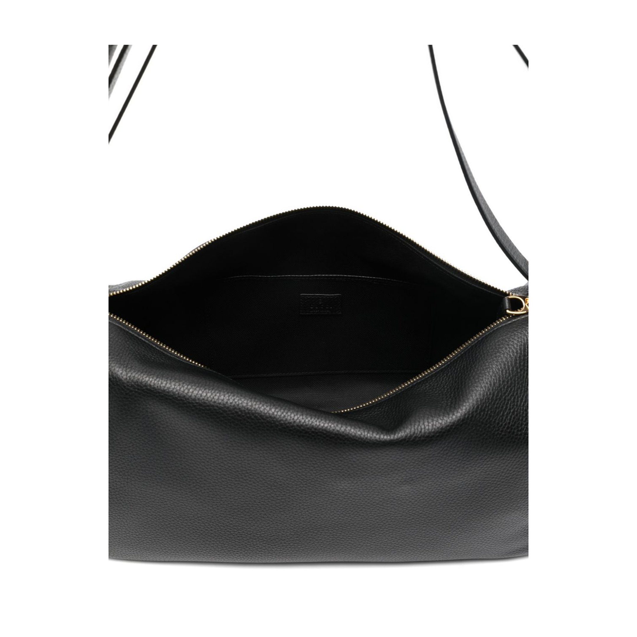 Half Horsebit Large Grained Calf Leather Shoulder Bag - Black