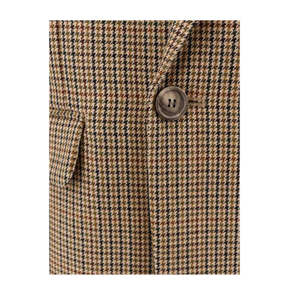 Virgin Wool Blazer with Pied de Poule Motif