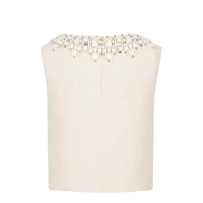 Embroidered Top in Bouclette Natté