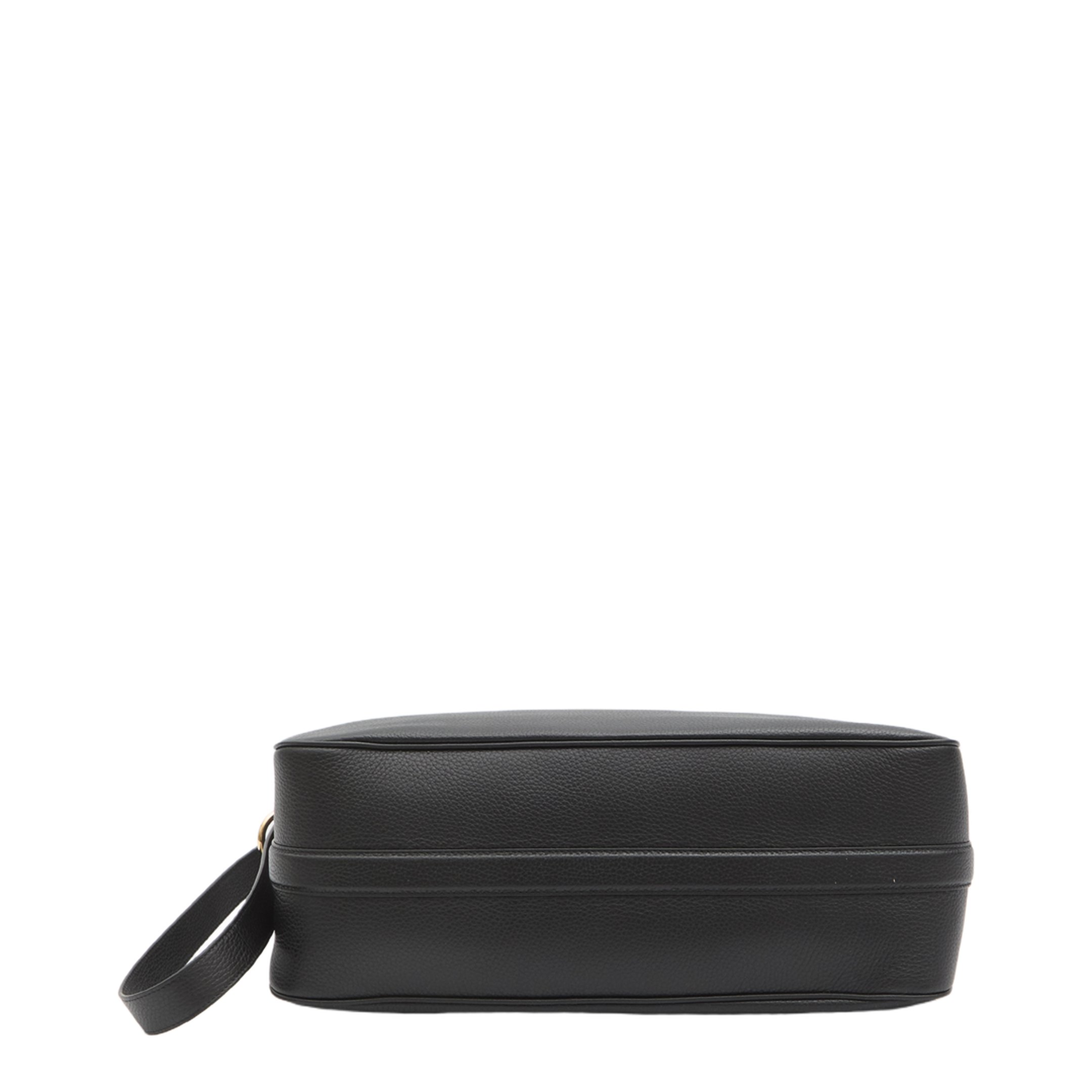 Half Horsebit Large Grained Calf Leather Shoulder Bag - Black