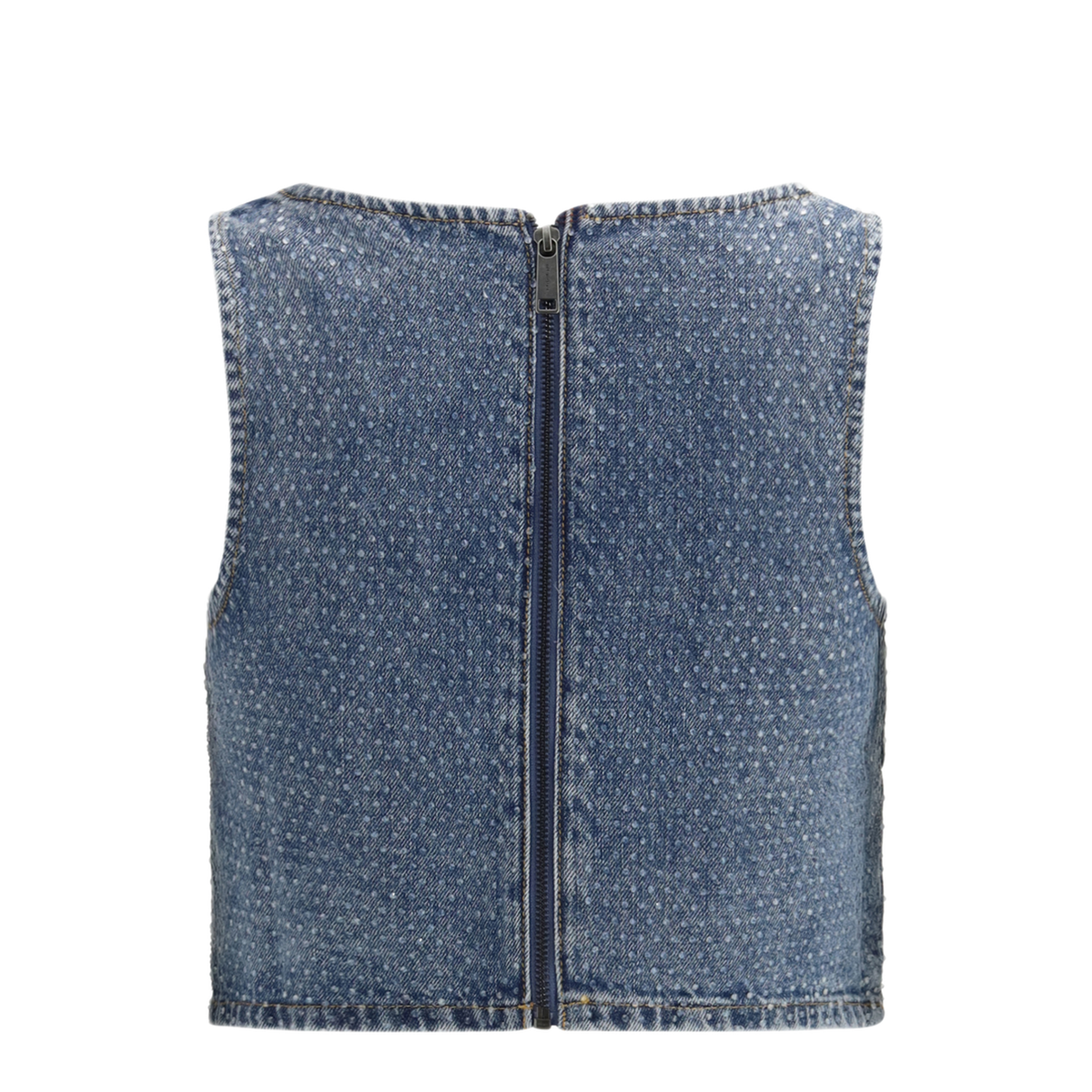 Rhinestone Denim Crop Top