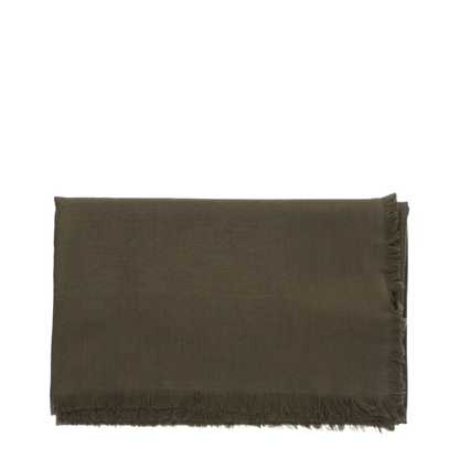 Wool and Silk Jacquard Shawl in Forrest Green