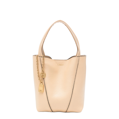 Spin Small Calf Leather Tote - Petal Beige