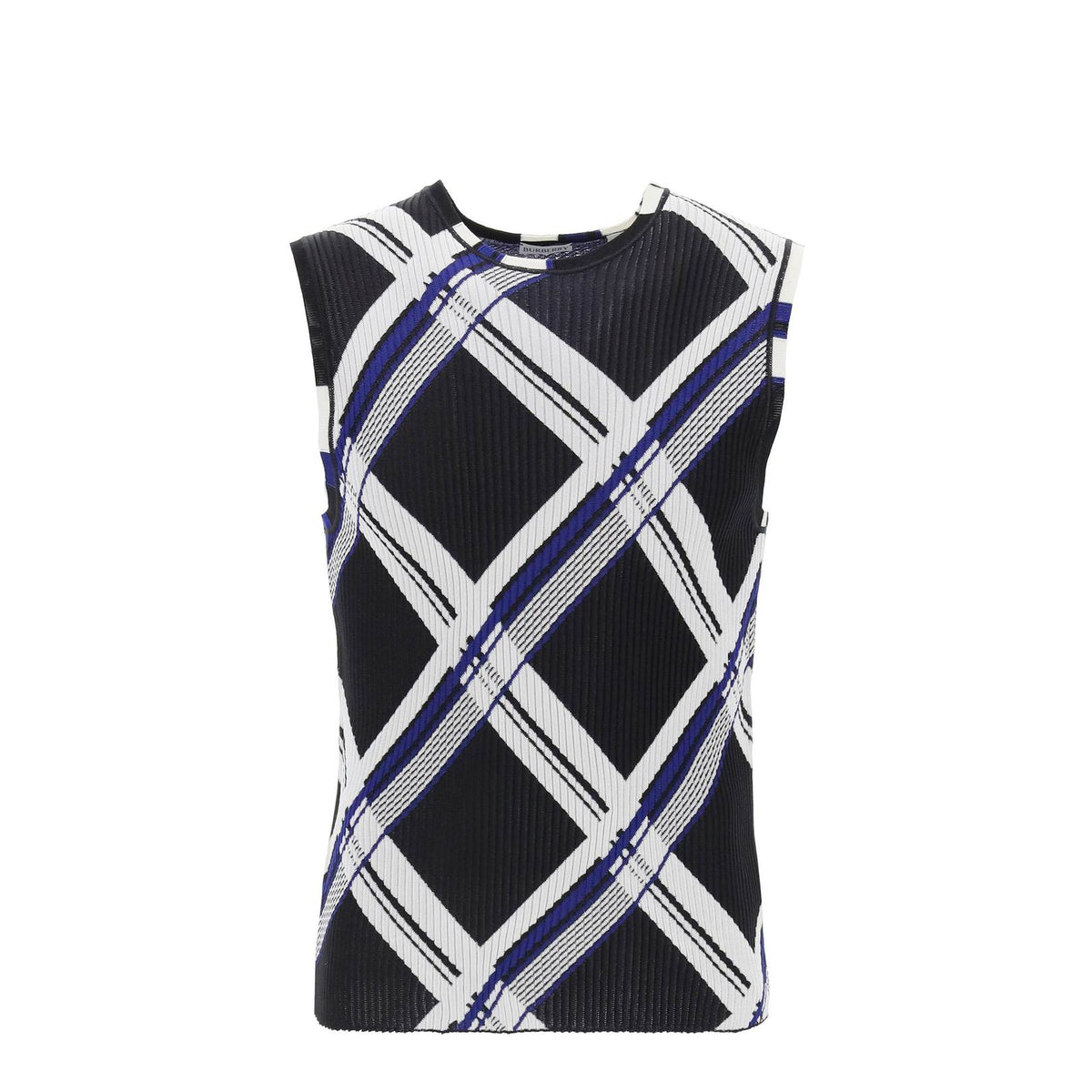 Burberry ered silk knit top with ribbing