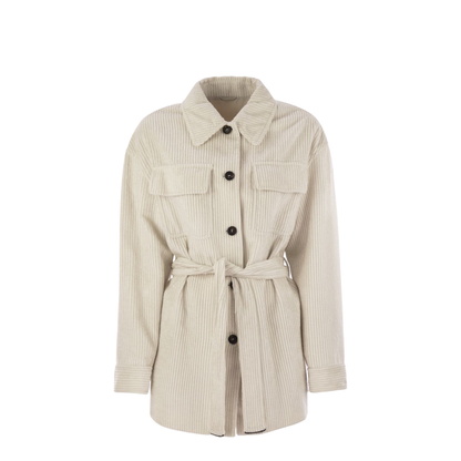 Corduroy Safari-Style Jacket with Jewellery