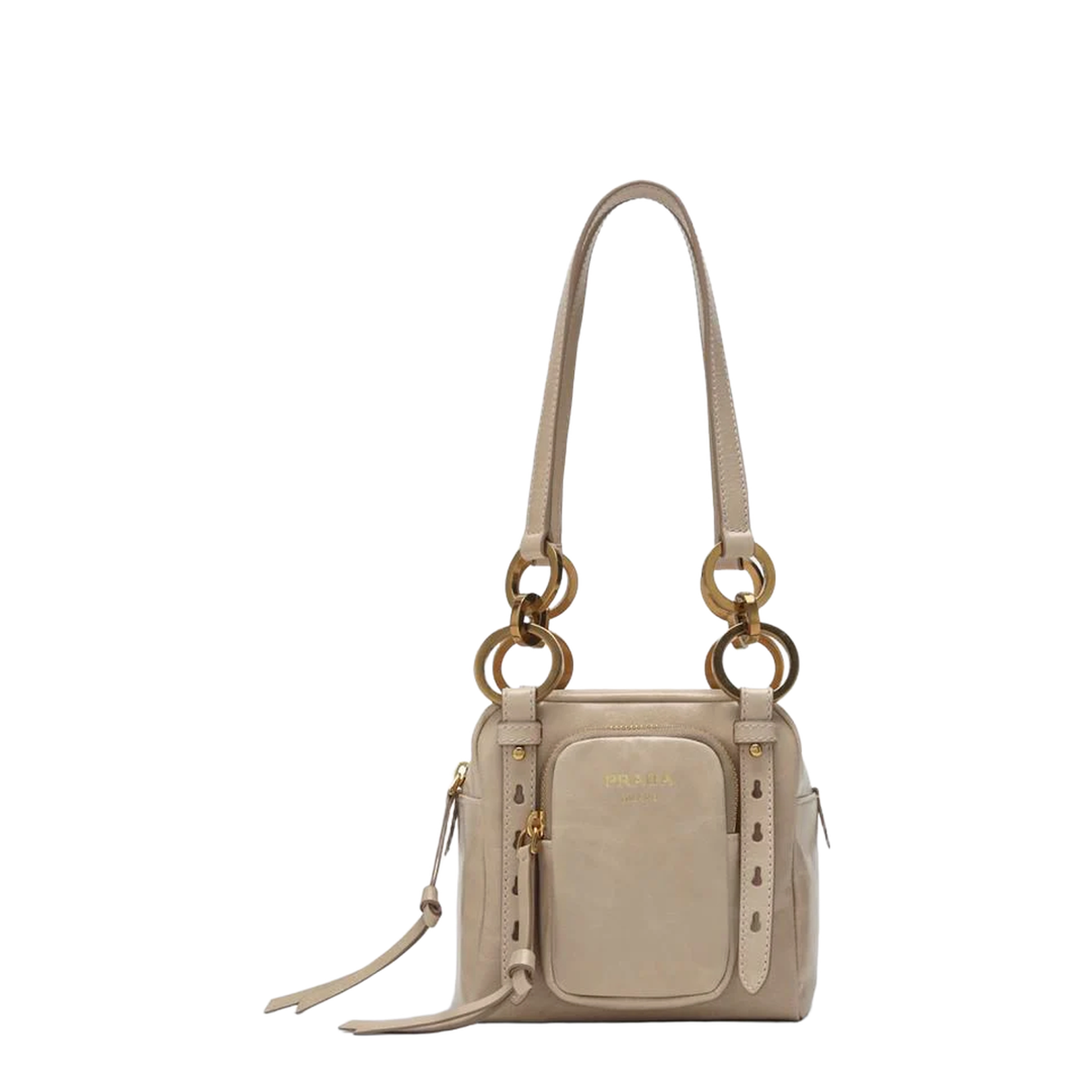 Powder Pink Dangle Leather Top-Handle Mini Bag