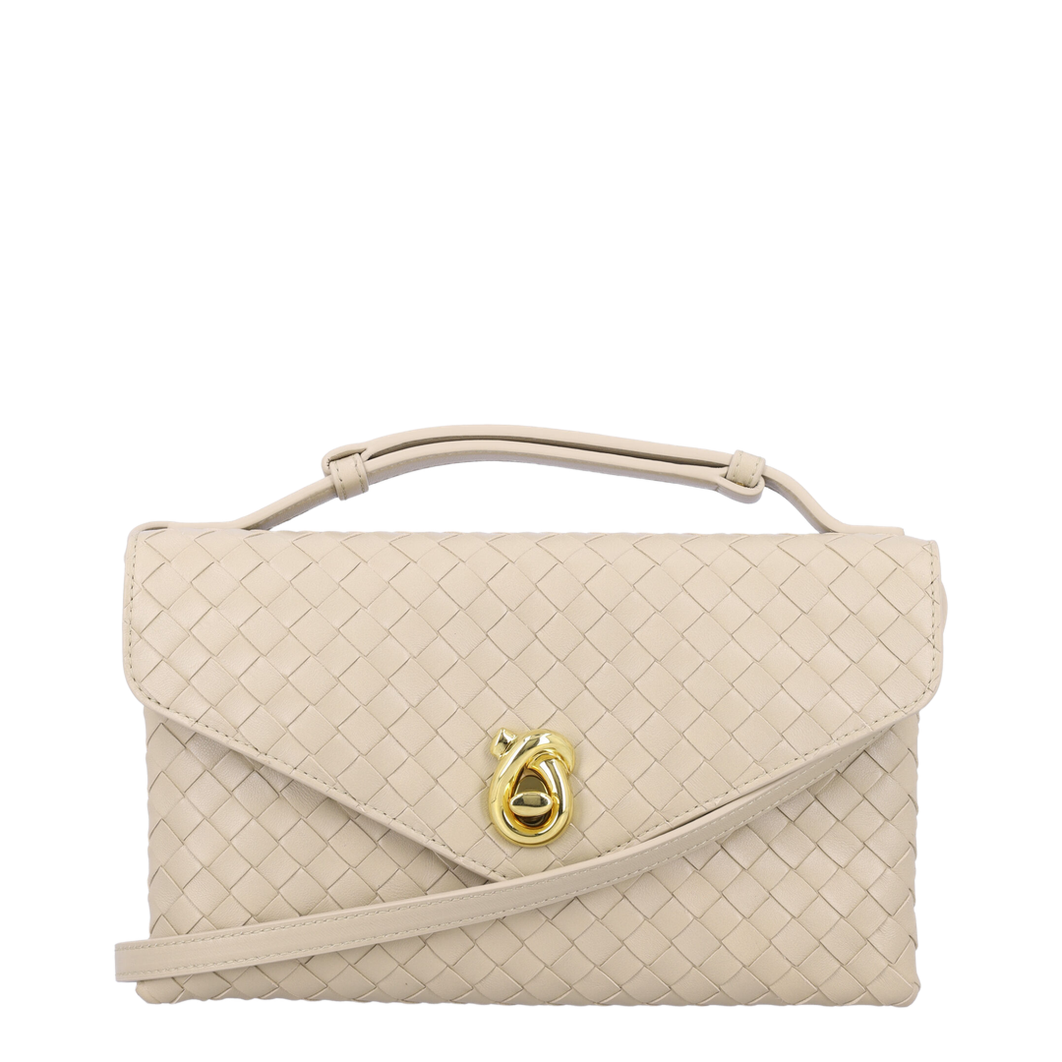 Knot Lock Lambskin Crossbody Bag - Ecru