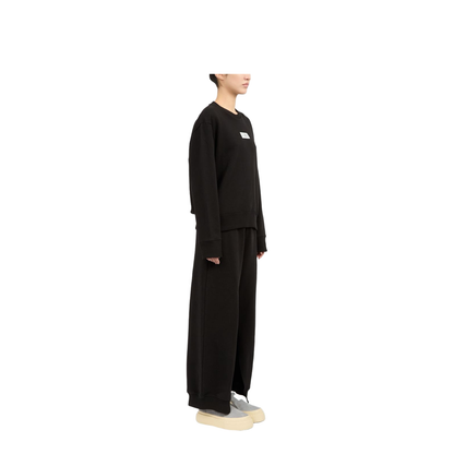 Black Numbers Appliqué Crew Neck Long Sleeve