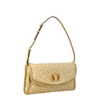 DeVain Small Cloqué Jacquard Shoulder Bag - Gold