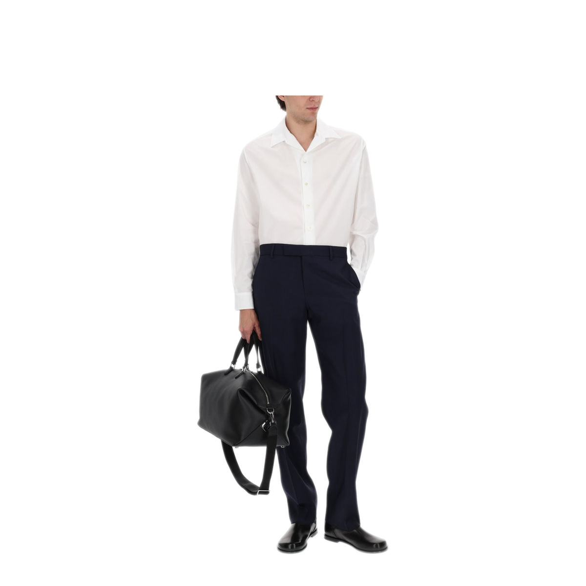 Dark Blue Wool Canvas Trousers
