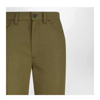 MAYFEYR - The Attico - Military Green Wool Gabardine Trousers - 251WCP00273WWW065A081