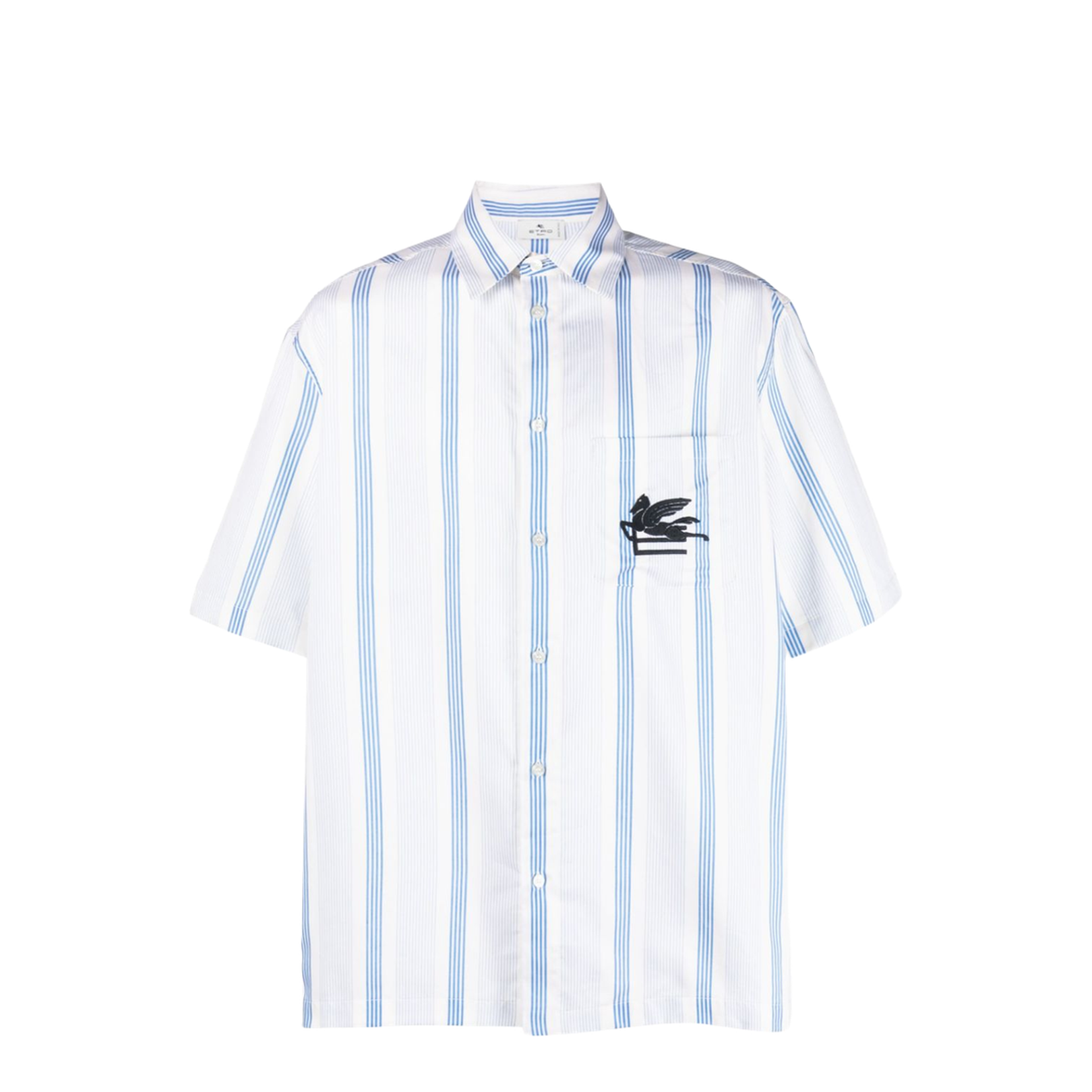 Blue Striped Embroidered Shirt