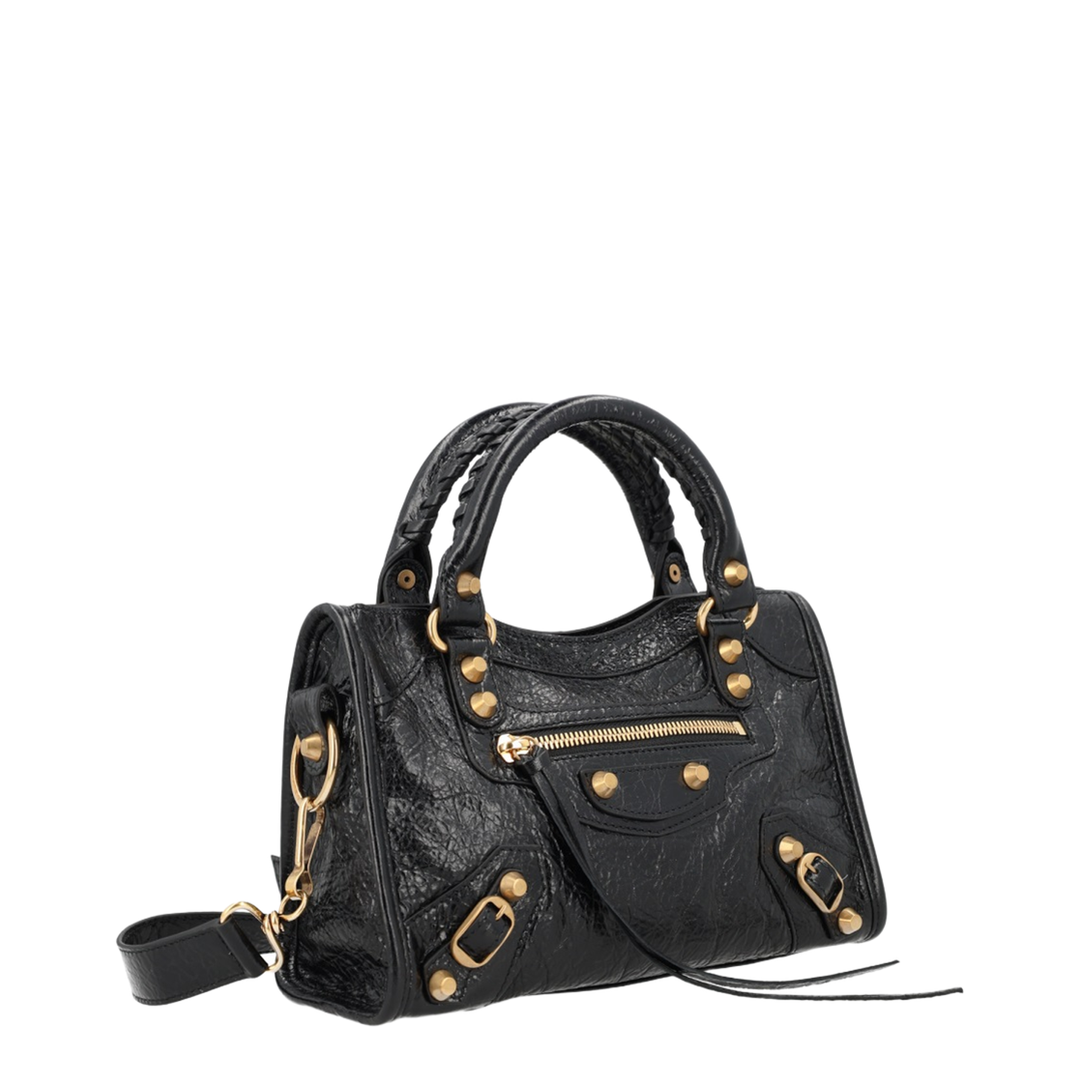 Le City Mini Textured Lambskin Leather Shoulder Bag - Black