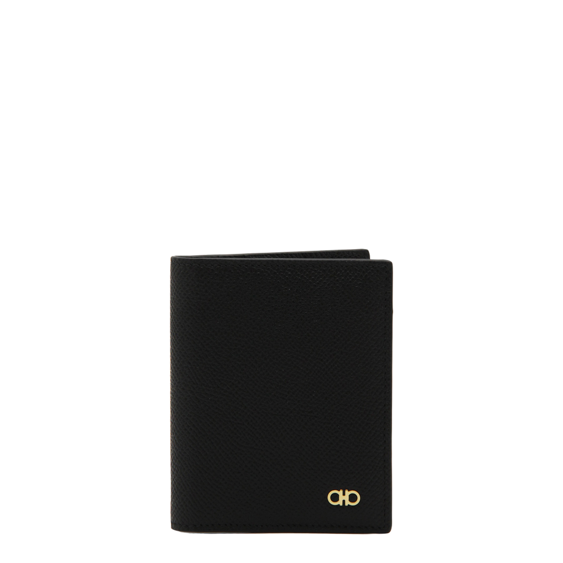 Gancini Credit Card Holder Calfskin Leather - Black