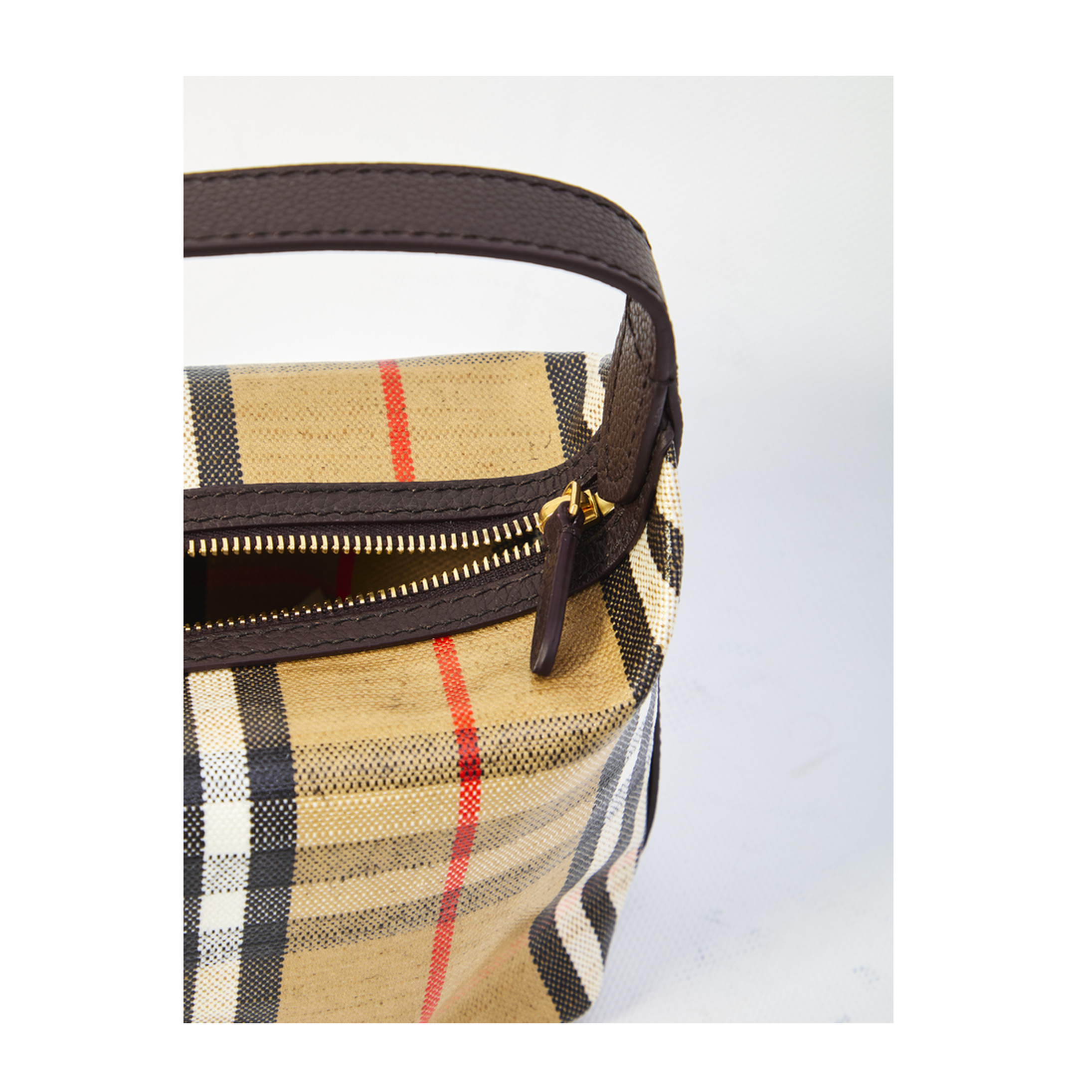 Coated Canvas Handbag With Check Pattern