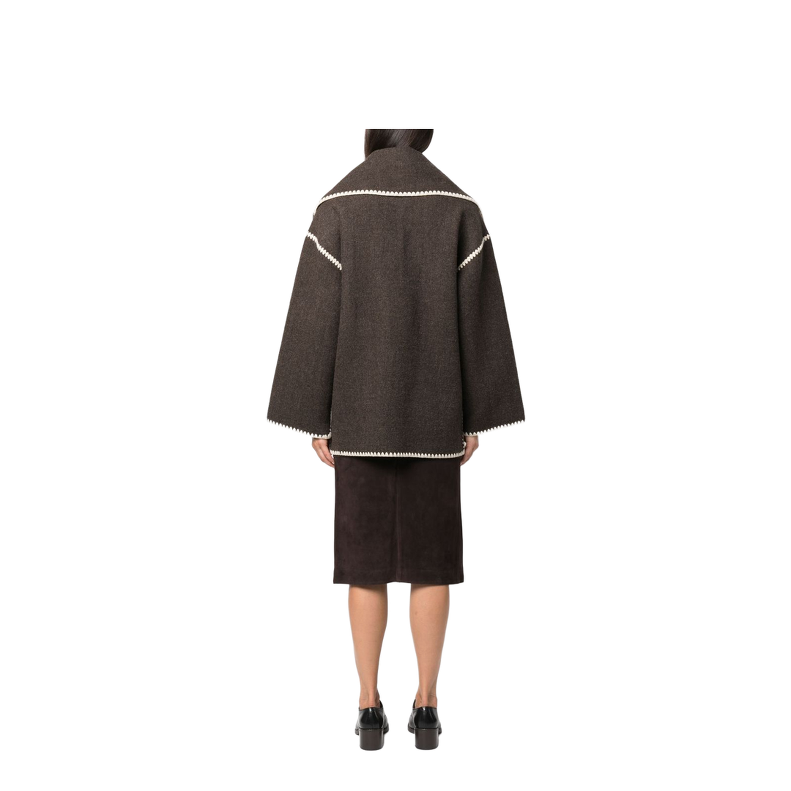 Embroidered Scarf Jacket in Wool Blend