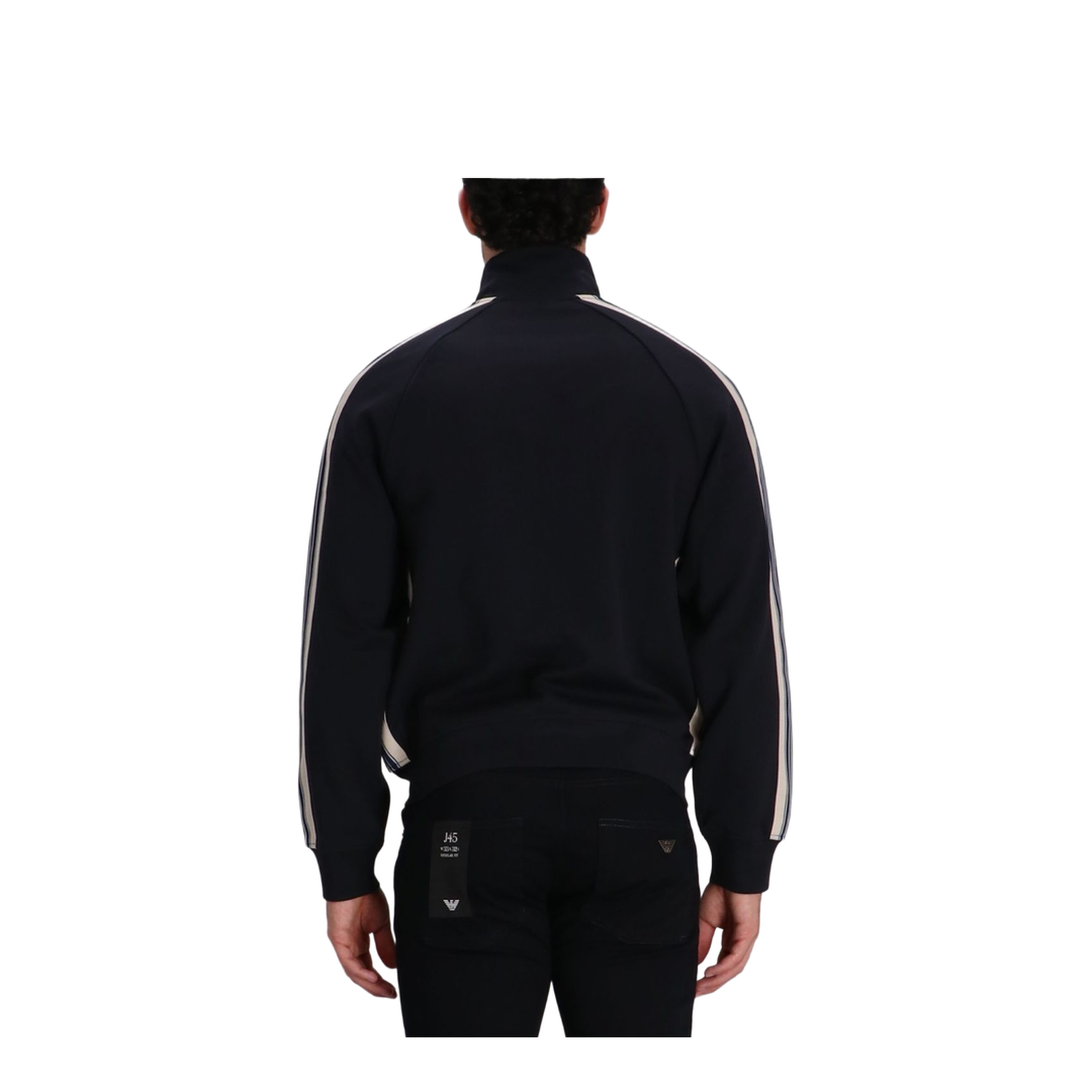 Full-Zip Sweatshirt in Jersey with Contrasting Bands