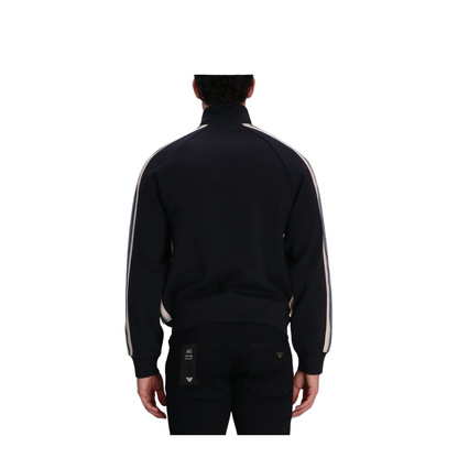 Full-Zip Sweatshirt in Jersey with Contrasting Bands