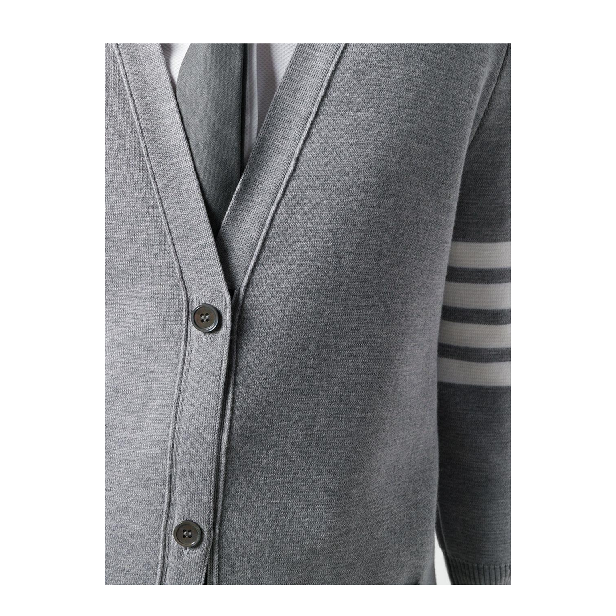 MAYFEYR - Thom Browne - Milano Stitch Long V Neck Cardigan In Fine Merino Wool - FKC289A00014055