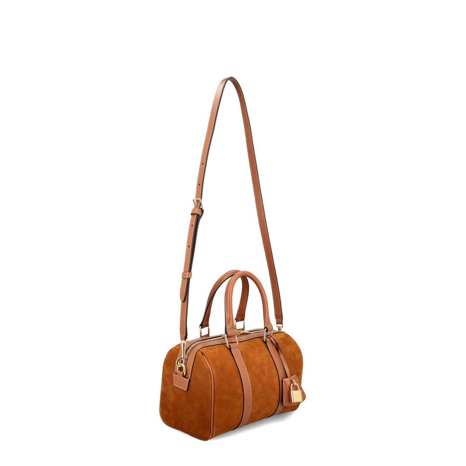 Medium Boston Nubuck Calfskin Handbag Brown